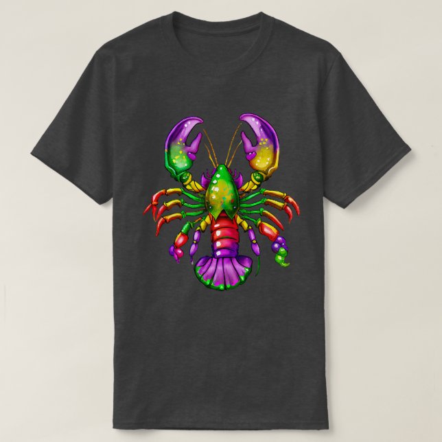 Mardi Gras Cajun Crawfish  Lobster TShirt (Design Front)