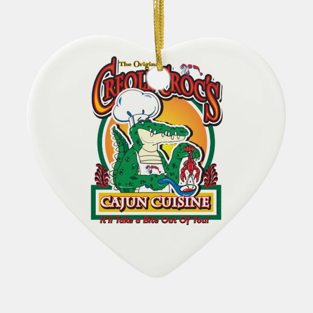 Mardi Gras Cajun Crocodile Ceramic Tree Decoration (Front)