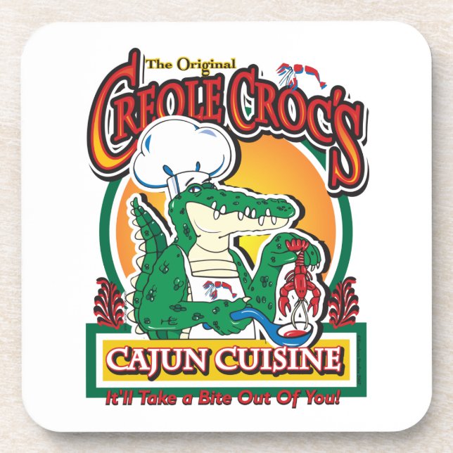 Mardi Gras Cajun Crocodile Coaster (Front)