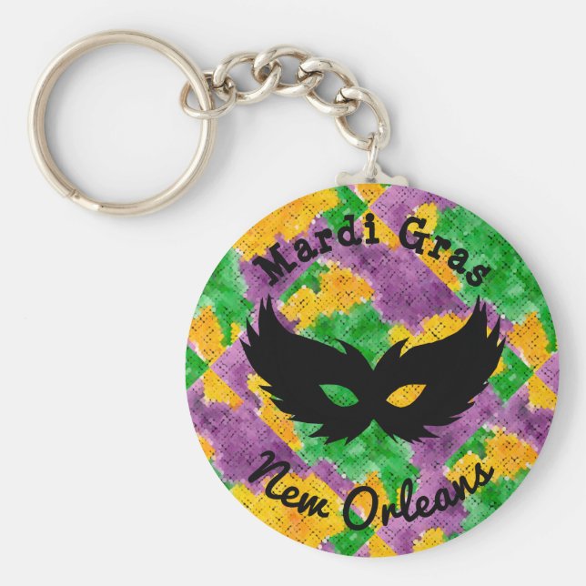 Mardi Gras Camouflage Mask Key Ring (Front)