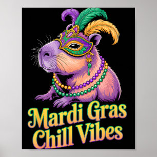 Mardi Gras Capybara Chill Vibes Masquerade Mask Pa Poster