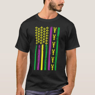 Mardi Gras Carnival American Flag Crawfish Funny T-Shirt