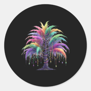 Mardi Gras Carnival Bead-tree Classic Round Sticker