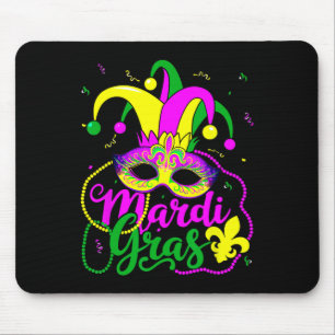 Mardi Gras Carnival Beads Mask Feathers Hat Mouse Pad