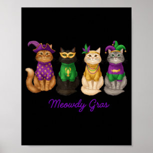 Mardi Gras Carnival Cat Meowdi Gras Funny Gift Men Poster
