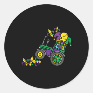 Mardi Gras Carnival Celebration Kids Jester Tracto Classic Round Sticker