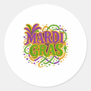 Mardi Gras Carnival Fat Tuesday Latch Hook Yarn Cr Classic Round Sticker