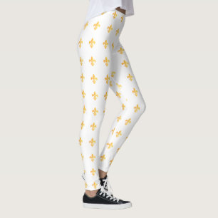 Mardi Gras Carnival Fleur de Lis Diamond Harlequin Leggings