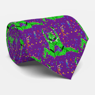 Mardi Gras Carnival Green Jesters And Confetti Tie