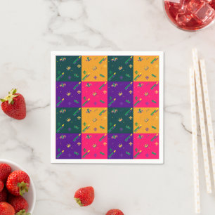 Mardi Gras Carnival Harlequin Fleur de Lis Diamond Napkin