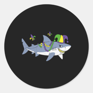 Mardi Gras Carnival Jester Shark Animal Lover Funn Classic Round Sticker