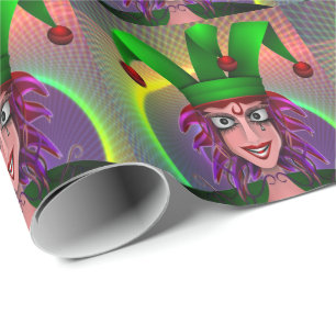Mardi Gras Carnival Jester Wrapping Paper