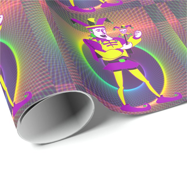 Mardi Gras Carnival Jester Wrapping Paper (Roll Corner)