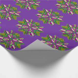 Mardi Gras Carnival Jewel Tone Star Wrapping Paper