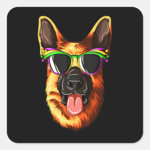 Mardi Gras Carnival Mask German Shepherd Square Sticker