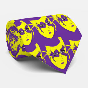 Mardi Gras Carnival Mask on Purple NeckTie