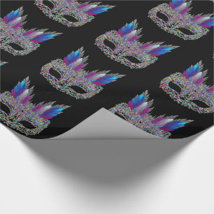 Mardi Gras Carnival Mask With Feathers Wrapping Paper