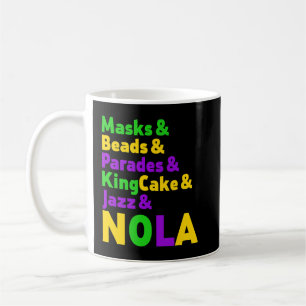 Mardi Gras Carnival Masks Beads Jazz Parade King C Coffee Mug
