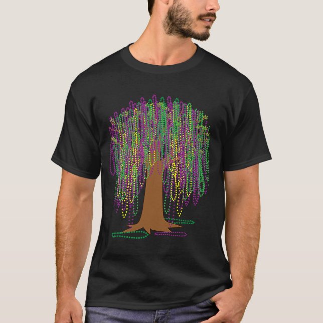 Mardi Gras Carnival Mexican Graphic Bead Tree Bour T-Shirt (Front)