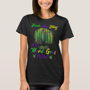 Mardi Gras Carnival Mexican Graphic Bead Tree Bour T-Shirt