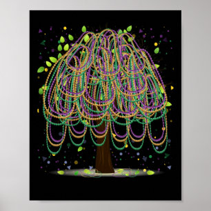 Mardi Gras Carnival Mexican Graphic Bead Tree Poster