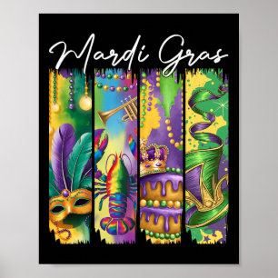 Mardi Gras Carnival Parade Street Men Women Kids Poster