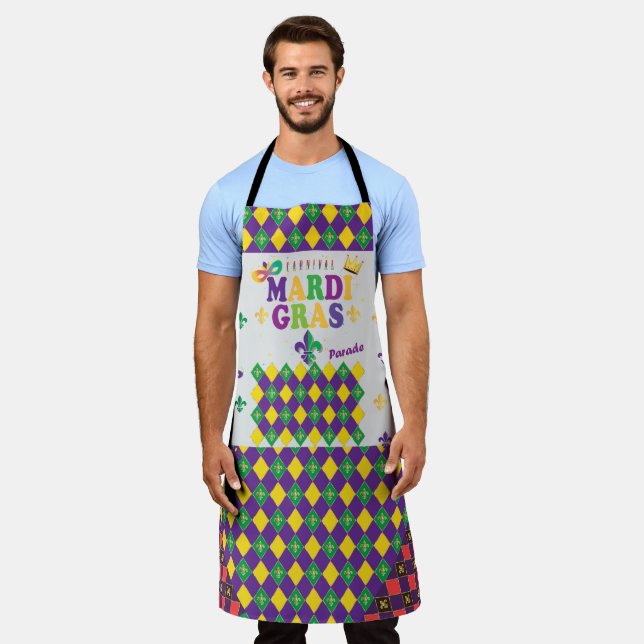 Mardi Gras Carnival Party Fleur de Lis Rhombus Apron (Worn)