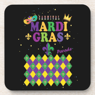 Mardi Gras Carnival Party Fleur de Lis Rhombus Coaster