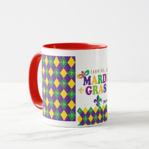 Mardi Gras Carnival Party Fleur de Lis Rhombus Mug