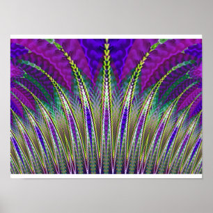 Mardi Gras Carnival Purple and Green Fractal Poster