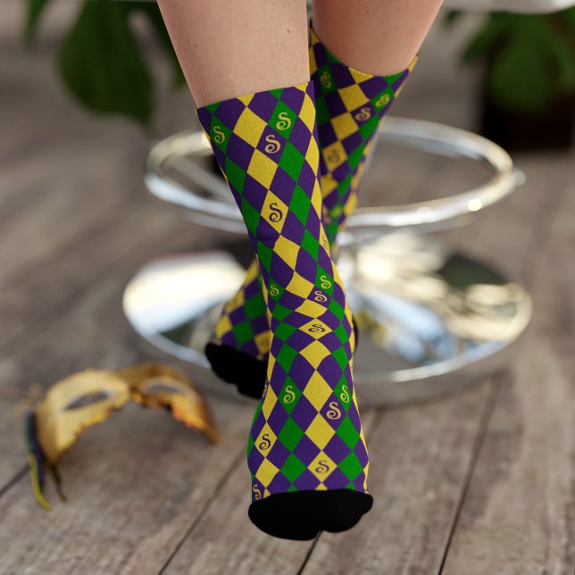 Mardi Gras Carnival Purple Gold and Green Socks (Creator Uploaded)