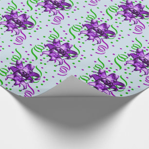 Mardi Gras Carnival Purple Mask With Confetti Wrapping Paper