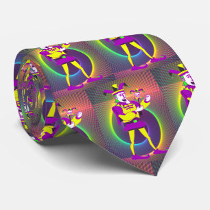 Mardi Gras Carnival Purple Yellow Jester Tie