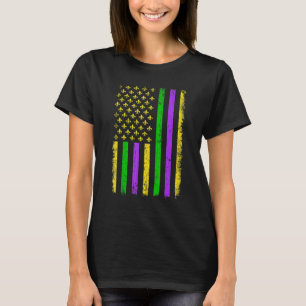 Mardi Gras Carnivals American US Flag Funny Festiv T-Shirt