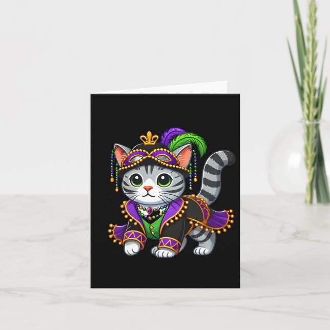 Mardi Gras Cat  Card (Front)
