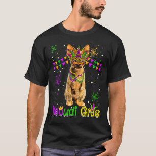Mardi Gras Cat Cute Devon Rex Cat Carnival Mask T-Shirt