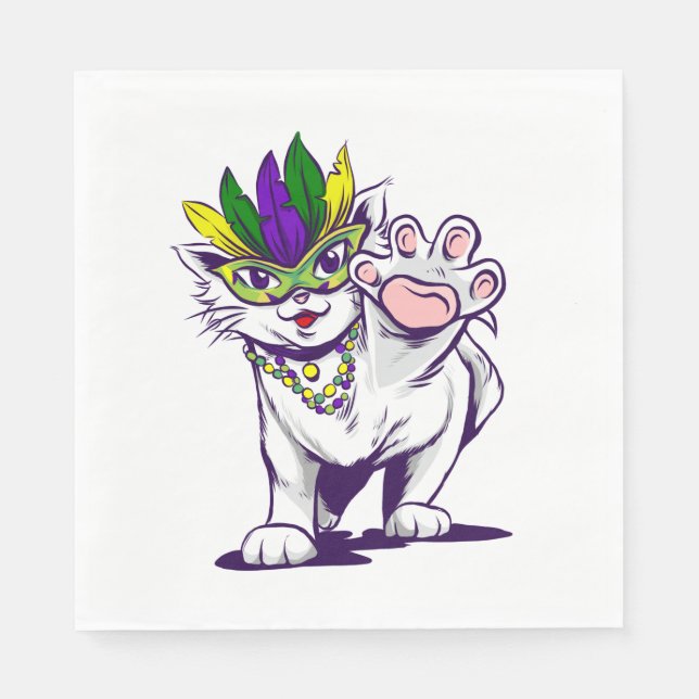 mardi gras cat funny kitten napkin (Front)