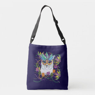 Mardi Gras Cat, Funny Mardi Gras Crossbody Bag