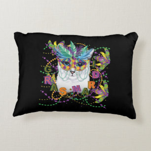 Mardi Gras Cat, Funny Mardi Gras Decorative Cushion