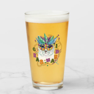 Mardi Gras Cat, Funny Mardi Gras Glass