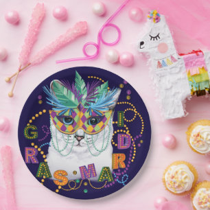 Mardi Gras Cat, Funny Mardi Gras Paper Plate