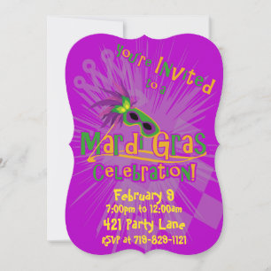 Mardi Gras Cat Invitation