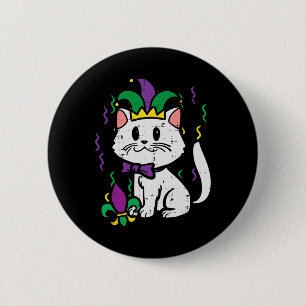 Mardi Gras Cat Jester Outfit Women Girls Kids Todd 6 Cm Round Badge