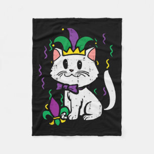 Mardi Gras Cat Jester Outfit Women Girls Kids Todd Fleece Blanket