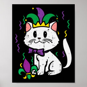 Mardi Gras Cat Jester Outfit Women Girls Kids Todd Poster