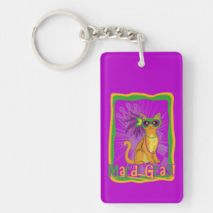 Mardi Gras Cat Key Ring