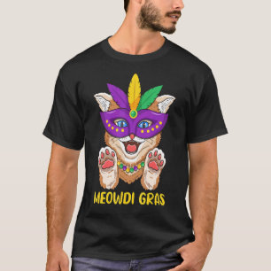 Mardi Gras Cat Kitten Mask Beads Meowdi Gras Cat T-Shirt