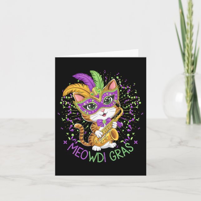 Mardi Gras Cat Lovers  Card (Front)