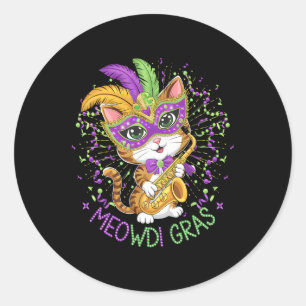 Mardi Gras Cat Lovers Classic Round Sticker