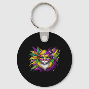Mardi Gras Cat Mask Costume Outfit Women Girls Kid Key Ring